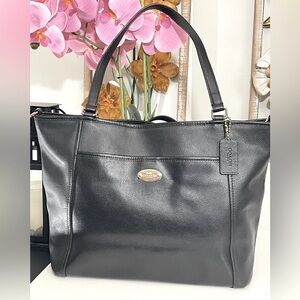Coach Black Leather Tote Bag